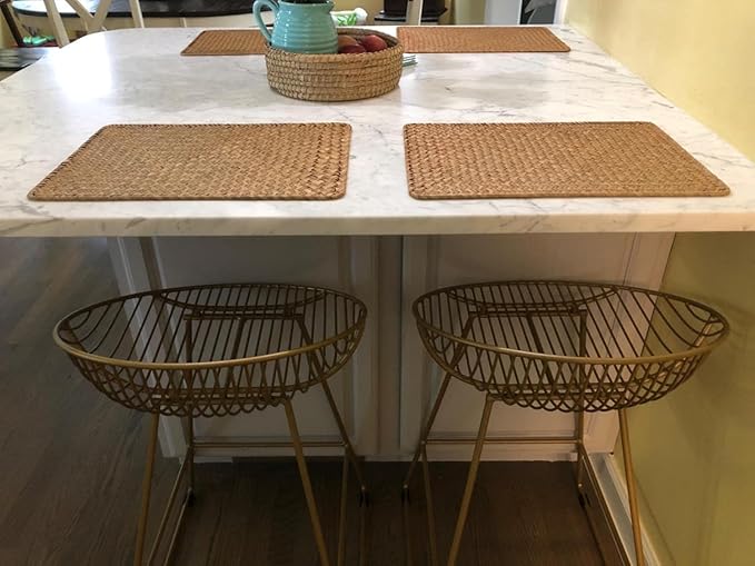 12 Pack Rectangular Woven Placemats, Rattan Wicker Table Mats, 17" x 12", Natural Seagrass Place Mats for Dining Table