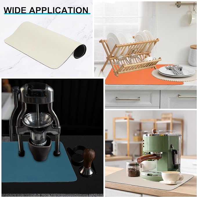 uxcell Silicone Mats for Kitchen Counter, 23.6" x 15.7" Non-Slip Countertop Protector Mat Heat Resistant Coffee Mat Waterproof Table Placemat, Beige