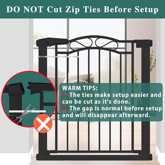 Fairy Baby 70.9"-76.3" Extra Wide Baby Gate for Stairs Doorways, Pressure Mount Pet Gate Auto Close Safety Child Gate, Long Large Dog Gate Indoor for House, 71 72 73 74 75 76 Inches Wide, Black