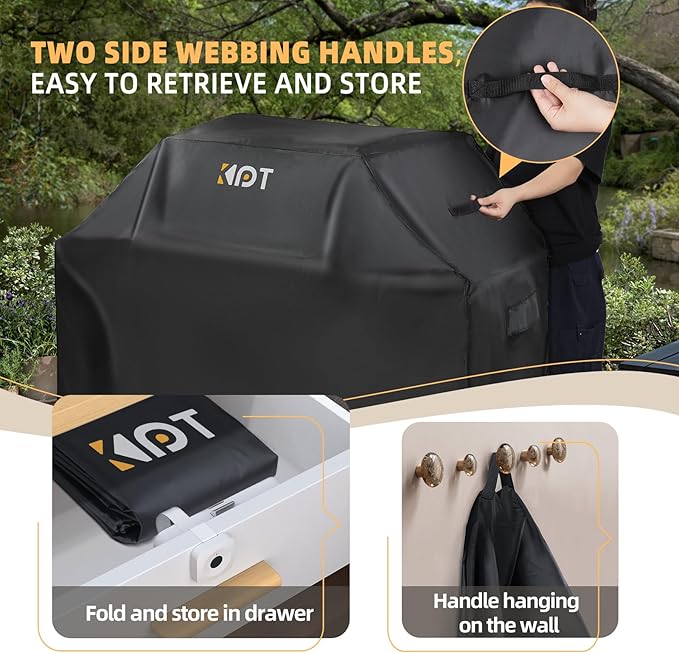 KPT 52 Inch Grill Cover for Outdoor Grill - Heavy Duty Waterproof 420D BBQ Cover with Hook, Air Vent, Buckle - Gas Grill Cover, UV & Fade Resistant, BBQ Grill Cover for Weber, Nexgrill, Char Broil