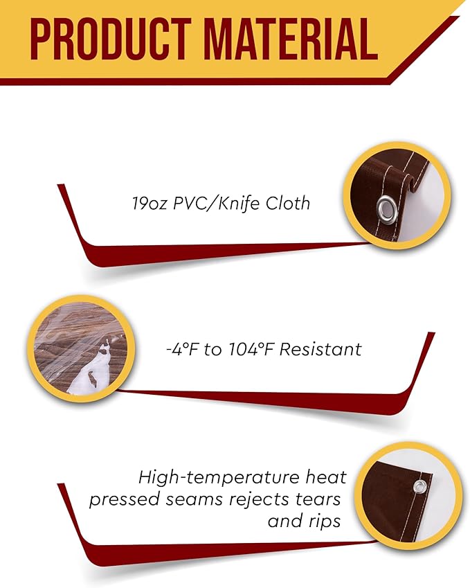 FoundGo 10'H x 10'W Vinyl Curtains for Patio 19oz, Outdoor Clear Vinyl Patio Enclosure,Heavy Duty Clear Tarp Waterproof Vinyl Tarps with Grommets for Pergola, Balcony,Porch,Gazebos,-4℉ Cold Resistant
