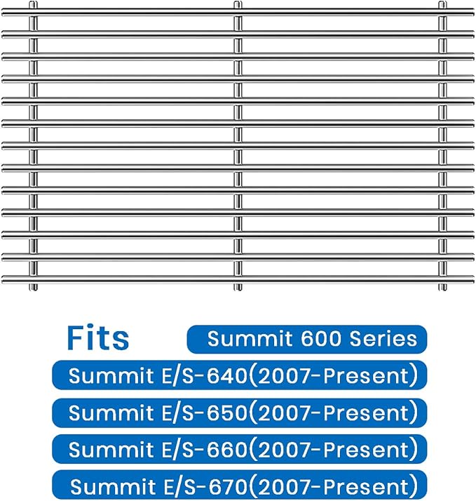 Stanbroil Stainless Steel Cooking Grates for Weber Summit 600 Series Summit E/S 640/650/660/670 Gas Grills with a Smoker Box, Replacement Parts for Weber 67552 - Set of 3