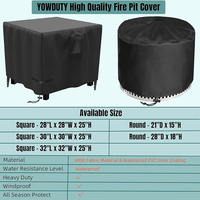 Round Fire Pit Cover for Solo Stove Bonfire 20 Inch, Waterproof Heavy Duty 600D Material Patio Firepit Cover 20" for Solo Stove Bonfire Series,Round 21" D x 15" H