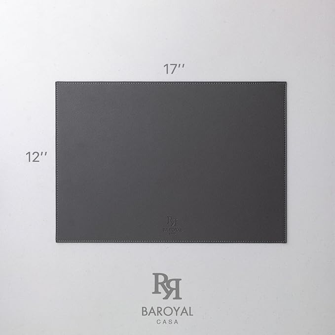 Faux Leather Placemats Set of 8 Vinyl Washable Wipeable Table Mats for Kitchen Dining Table Heat Resistant Waterproof Modern Indoor/Outdoor Placemats Non-Slip Easy Clean Place Mats (Dark Gray)