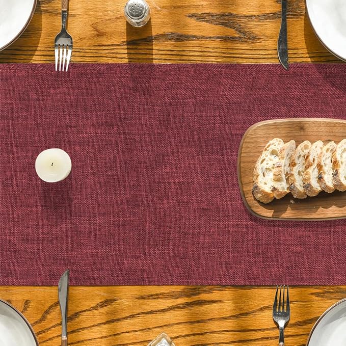 Artoid Mode Dark Red Table Runner, Seasonal Christmas Valentine's Washable Kitchen Dining Table Decoration for Home Party Decor 13x48 Inch
