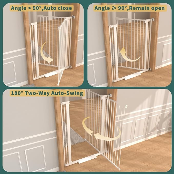 40.55" Tall 1.37" Ultra Narrow Spacing Dogs Pets Baby Gate for Doorway Hallway Safety Proof Indoor 69.48-77.36" Extra Wide Puppy Pressure Mounted No Drill Walk Through White Metal