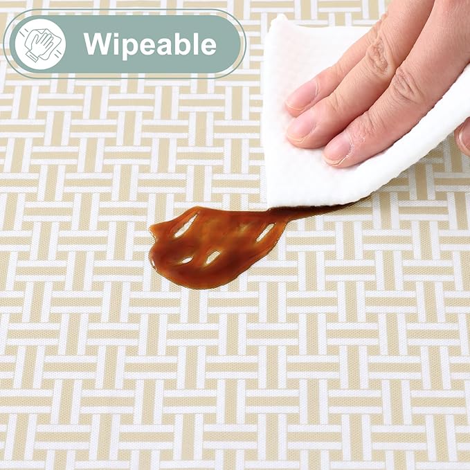misaya Round Waterproof Vinyl Table Cloth, Plastic Tablecloth with Flannel Backing, Wipeable Table Cover for Dinner, Picnic, Indoor and Outdoor (Weave Patternd, 60")