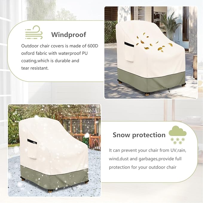 Outdoor Chair Covers 4 Pack 37 W x 40 D x 36 H inches,600D Heavy Duty Waterproof Adirondack Chair Cover,Outdoor Furniture Covers for Lawn/Garden Chiar