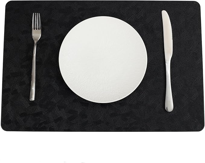 Vinyl Placemats Set of 8 Faux Leather 100% Waterproof Wipeable Washable Place Mats Heat Resistant Easy Clean Non-Slip Table Mats for Indoor Outdoor. (8, Brown)