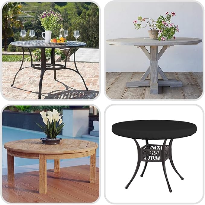 Covers & All Round Table Top Cover, 18 Oz Heavy Duty Waterproof UV & Weather Resistant Patio Table Cover, Outdoor Table Cover for Patio Outdoor Furniture & Coffee Table (44" Diameter x 4" H, Black)