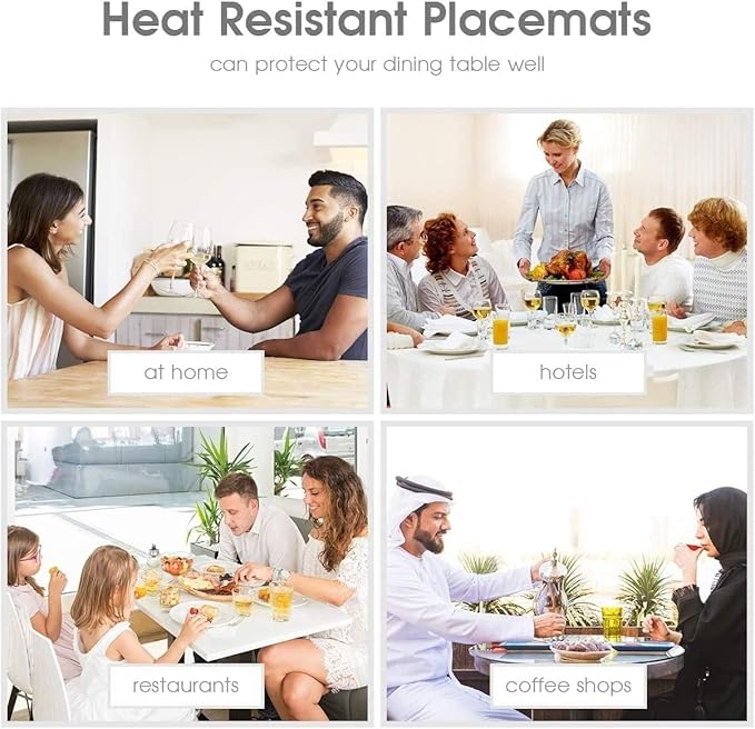 Faux Leather Placemats Set of 6 Waterproof,Reversible Geometric Pattern PU Placemat for Dining Table,Heat Resistant Wipeable Anti Slip Washable Table Mats,Modern Table Protectors