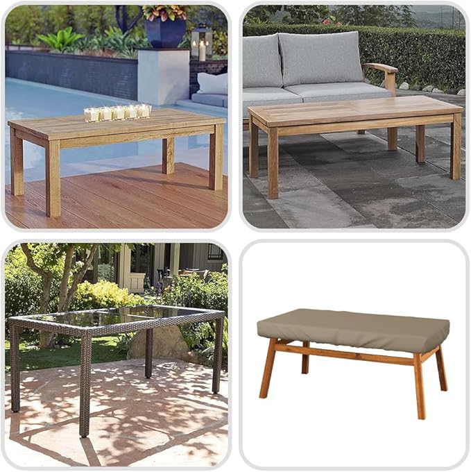 Covers & All Rectangle Table Top Cover, 12 Oz Waterproof UV & Weather Resistant Outdoor Patio Table Cover for Patio Furniture (70" L x 35" W x 5" H, Beige)