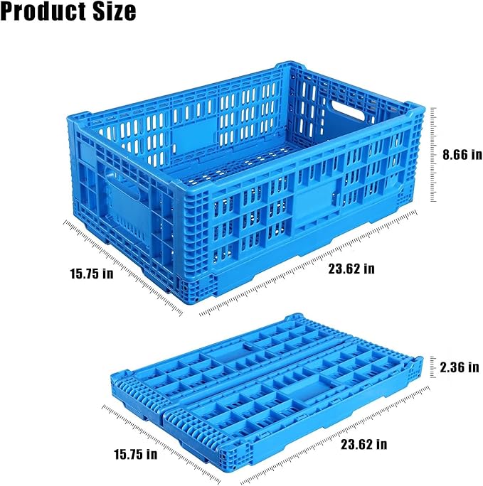 Collapsible Storage Bin/Crates,52L Foldable Baskets,Storage Baskets and Bins for Toys, Home and office Storage, Stackable Crates for Home Organization(Blue)