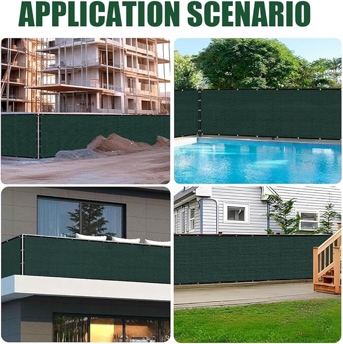 LITA 4' x 88' Garden Privacy Fence Screen Cover (HDPE) UV Protection Weather-Resistant Heavy Duty Shade Cover for Deck, Patio, Backyard, Outdoor Pool, Porch, Railing, Dark Green, Customizable