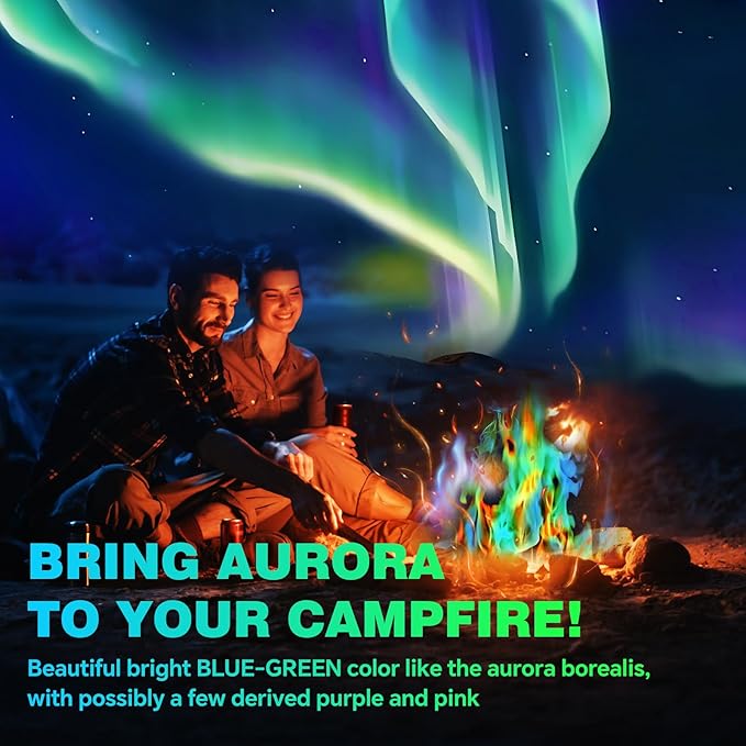 Color Flame Crystals for Fire Pits & Campfires - Fire Color Changing Packets for Outdoor Fireplaces, Bonfire, Wood Fire Pits - Creates Vibrant Magical Blue, Green, Purple Flames