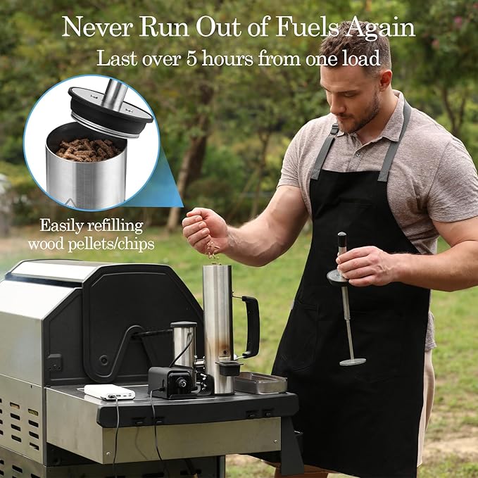 Cold Smoke Generator for BBQ Grills & Smokers – Boost Smoke Output & Flavor, Heavy-Duty Stainless Steel Cold Smoker Attachment for Meat, Cheese, Salmon,Fish, Bacon,Fits Traeger, Pit Boss,Weber Ect.