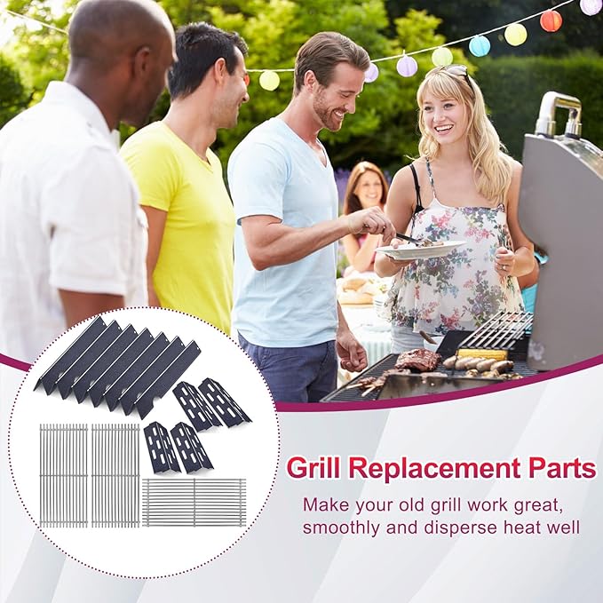 Grill Grate and Flavorizer Bars Heat Deflector Grill Parts for Weber Genesis 2 GS4 Grates 66089 66097, Weber Genesis II E-410, E-435, S-435, SE-410,for Weber 66041, 66033, 66796 Parts