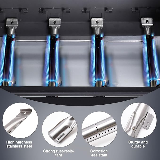 Grill Replacement Parts for Nexgrill 4 Burner 720-0830H, 720-0783E, 720-0888, 720-0830A, 720-0888N, Adjustable 24''-30'' Grease Tray, Cooking Grates, Heat Plates Shield, Burner Tubes and Igniters.