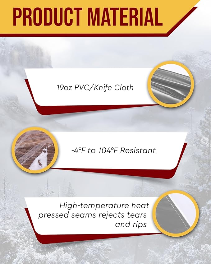 FoundGo 10'Hx07'W Vinyl Curtains for Patio 19oz, Outdoor Clear Vinyl Patio Enclosure,Heavy Duty Clear Tarp Waterproof Vinyl Tarps with Grommets for Pergola, Balcony,Porch,Gazebos,-4℉ Cold Resistant