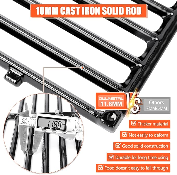 QuliMetal 19.5" Grill Grates for Weber Genesis 300 Series, Genesis E310, E320, E330, S310, S320, S330, Replace for Weber 7524, 7528, Porcelain-Enameled Cast Iron Grill Grates