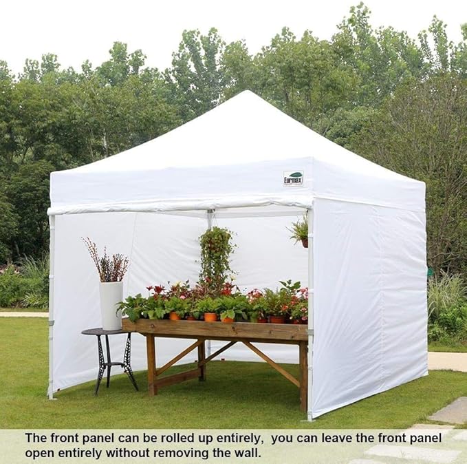 Eurmax USA 10'x10' Pop-up Canopy Tent Commercial Instant Canopies with 4 Removable Zipper End Side Walls and Roller Bag, Bonus 4 SandBags(Navy Blue)