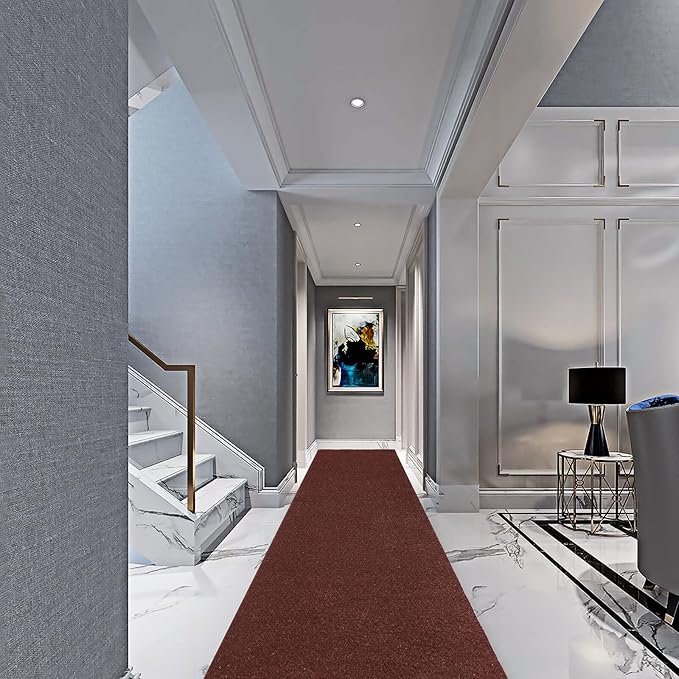 4' x 73' Runner Rugs with Rubber Backing, Indoor Outdoor Utility Carpet Runner Rugs, Chocolate Brown, Can Be Used as Aisle for The RV and Boat, Laundry Room and Balcony