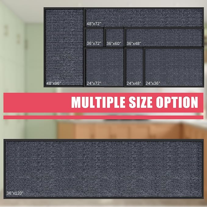 Kuyal Front Door Mat, 2'x3' Indoor Outdoor Entrance Mats, Commercial Floor Inside Outside Entrance, Heavy Duty Durable Welcome Mat, Rubber Backing Non Slip Outdoor Mats for Entryway,Dark Gray