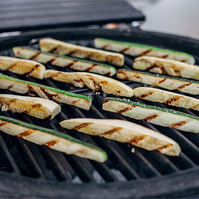Kamado Joe Durable Half-Moon Cast Iron Cooking Grate with Grill Grate Lifter for Classic Joe 18-inch Charcoal Grill and Smokers in Black, Model KJ-HCICG