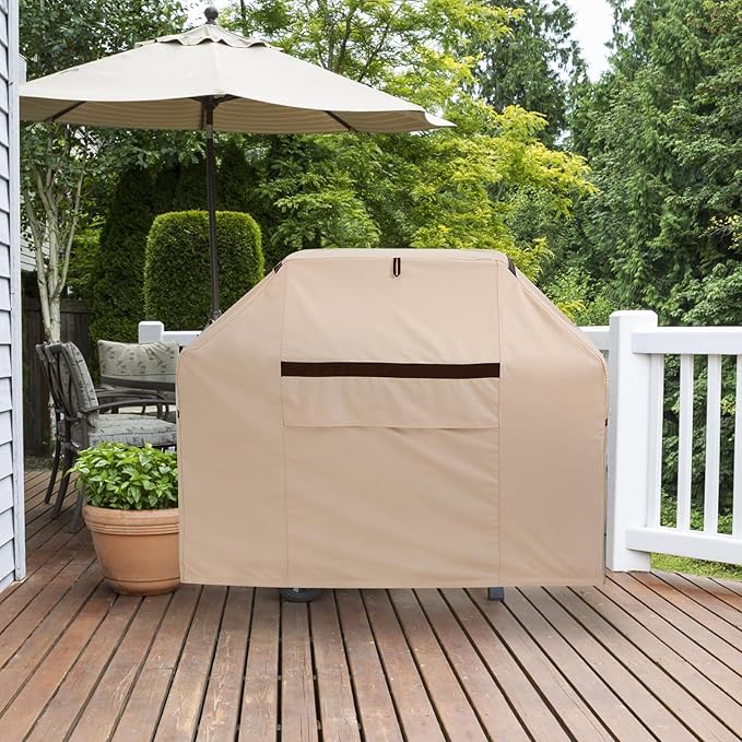Grill Cover 72 Inch Outdoor Heavy Duty Waterproof BBQ Cover UV & Fade Resistant Compatible with Weber, Char-Broil, Nexgrill and More Grills Beige