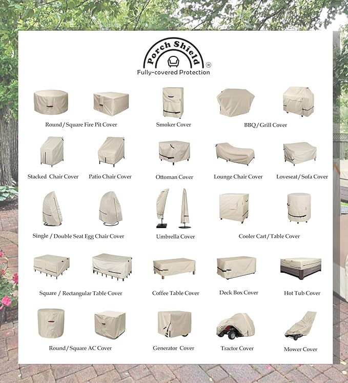 Porch Shield Fire Pit Cover - Waterproof 600D Heavy Duty Fade Resistant Square Patio Fire Pit Table Cover Beige - 36 x 36 inch