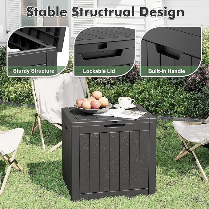 32 * 2 Gallon Outdoor storage deck Box Waterproof ,garden tool,backyard cushion,poolside toy storage,Small delivery boxes for outside,Two Boxes/set,Wood-like Striped BLack