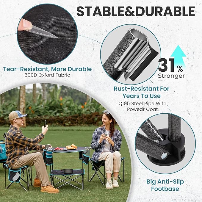 FUNDANGO Folding Tripod Stool, 2 Pack Lightweight Portable Fishing Chair with Thick Padded Seat, 440 Lbs Heavy Duty Outdoor Camping Chairs with Carry Bag for Walking Hunting Hiking Travel