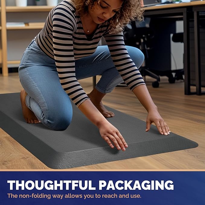 FEATOL Anti Fatigue Mat for Standing, 9/10 Extra Thick Ergonomic Standing Desk Mat, Comfort & Durable Memory Foam Standing Mat at Home,Office All Day (20" x 39", Gray, 1PC)