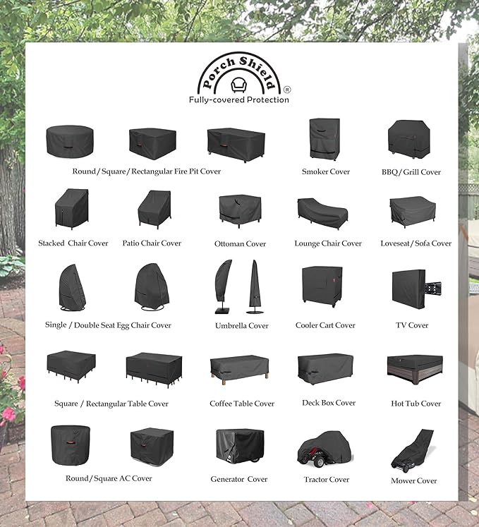 Porch Shield Patio Fire Pit Cover - Waterproof 600D Outdoor Rectangular Fire Table Cover Deck Box Protector - 54 x 28 inch, Black