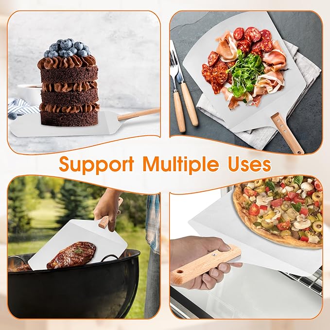 12 inch Pizza Peel for Large Oven, Pizza Spatula with Ergonomic Handle for Pizza Oven Baking, Turing Peel for Pizza, Dough, Bread Pastry, 12"W x 14.6"L