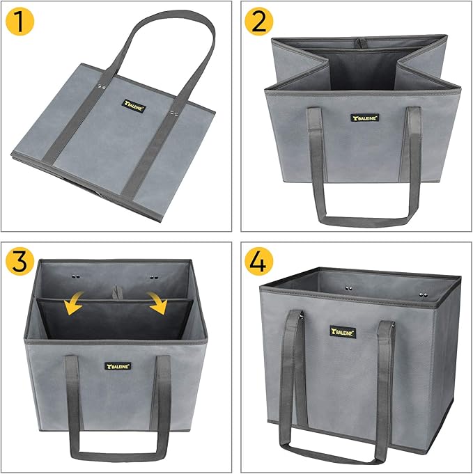 BALEINE 3Pk Reusable Grocery Bags, Foldable Shopping Bags for Groceries with Reinforced Bottom & Handles (Honeysuckle)