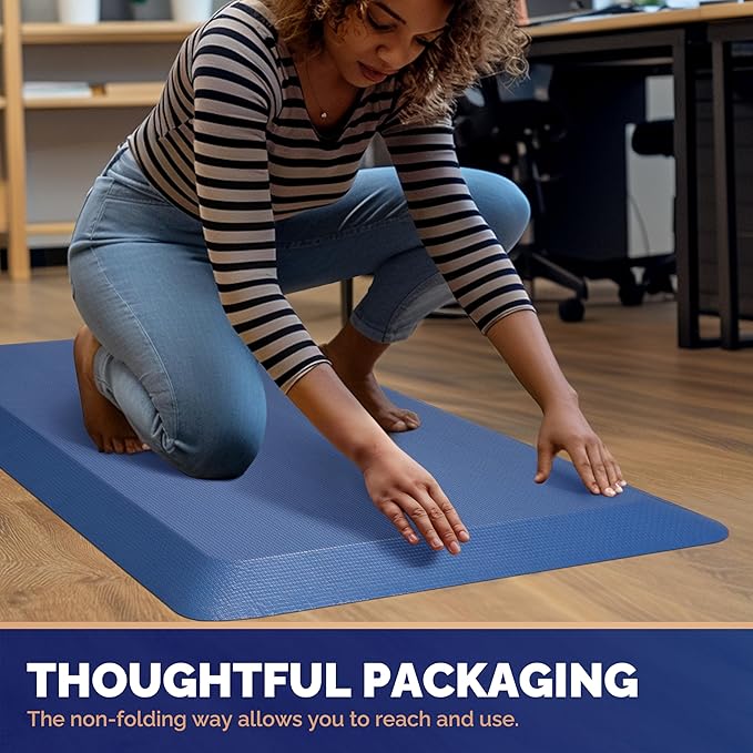 FEATOL Anti Fatigue Mat for Standing, 9/10 Extra Thick Ergonomic Standing Desk Mat, Comfort & Durable Memory Foam Standing Mat at Home,Office All Day (20" x 59", Blue, 1PC)