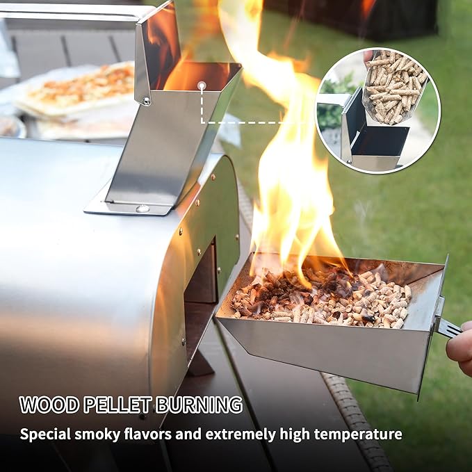 BIG HORN OUTDOORS 12" Multi-Fuel Outdoor Pizza Oven – 3-in-1 Wood-Fired, Gas & Electric Compatible, Pellet Pizza Oven Portable Pizza Maker for Backyard, Camping & Tailgating