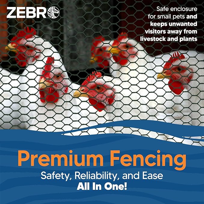 Zebro Plastic Chicken Wire Fence – Flexible Poultry Netting & Garden Fence for Chicken Coops, Rabbits, Pet Enclosures & Landscaping – Weatherproof & Rust-Free - 4' x 75' Green