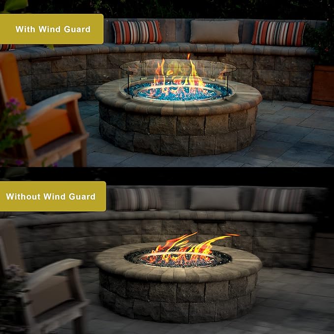 Holy Fire 23" x 6" Round Fire Pit Glass Wind Guard Clear Tempered Glass Flame Protective Pane Wind Resistant - Fits 19” Round Fire Pit Burner Pans