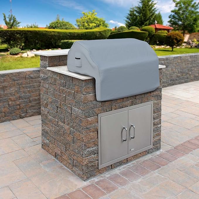 Covers & all Built-in Outdoor Grill Cover, Durable Heavy Duty 18 Oz Waterproof Cover Tuff Material with Air Pocket & Elastic for Snug Fit (36" W x 26" D x 24" H inches, Gray)