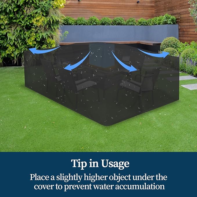 Easy-Going Square Patio Furniture Cover Waterproof Outdoor Dining Table and Chair Cover Anti-UV Outside Sectional Sofa Set Covers (64"L x 64"W x 28"H, Black)