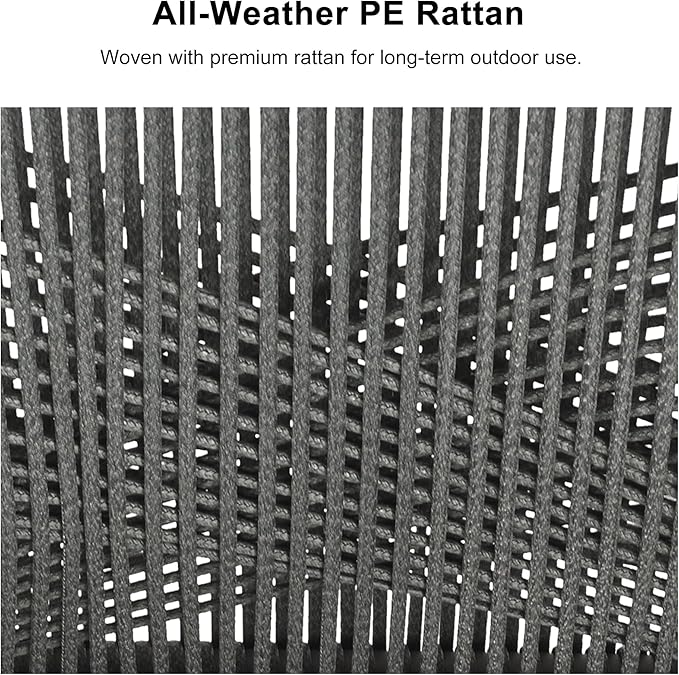PURPLE LEAF Outdoor Patio Dining Set All-Weather PE Rattan Furniture Set with All Aluminum Frame Rectangular 7 Pieces Table and Chairs Set for 6 People Lawn Garden Backyard Deck, Grey