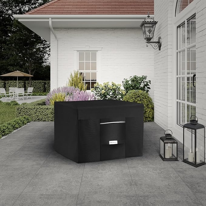 Seal Skin Covers Outdoor Fire Pit Cover β Rectangular 56"L x 38"W x 15"H, Heavy Duty Waterproof Fabric with PVC Coating, Windproof, Tear & Weather Resistant Fire Table Cover for Patio, Black