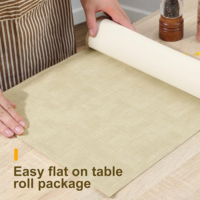 Farmhouse Table Runner, Thick & Waterproof, Beige (90'' x 14'', Fits 58''-74'' Tables)