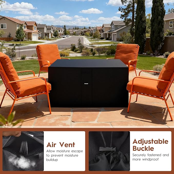 Fire Pit Cover Outdoor Rectangle 56"L x 38"W x 24"H Heavy-Duty Waterproof 600d Oxford Fading Resistant Tear-Resistant Patio Gas Fire Pit Table Cover Coffee Table Cover