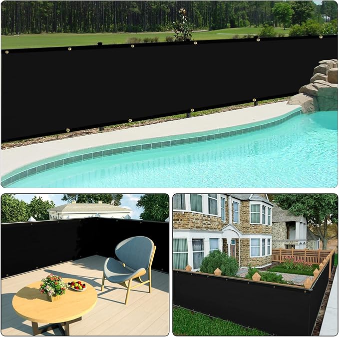 UPGRADE Privacy Screen 3' x 10' Fence Commercial Shade Cover with Brass Grommets Heavy Duty Perfect for Outdoor Back Yard, Dark Green, Customizable