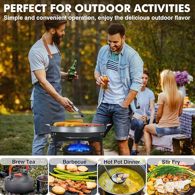 Llamaviva 90,000 BTU Portable Propane Burner Stove Cast Iron Single Burner for Outdoor Wok Cooking 0-20 PSI Adjustable Regulator & 4 ft Hose - Lightweight & Easy to Carry for Camping