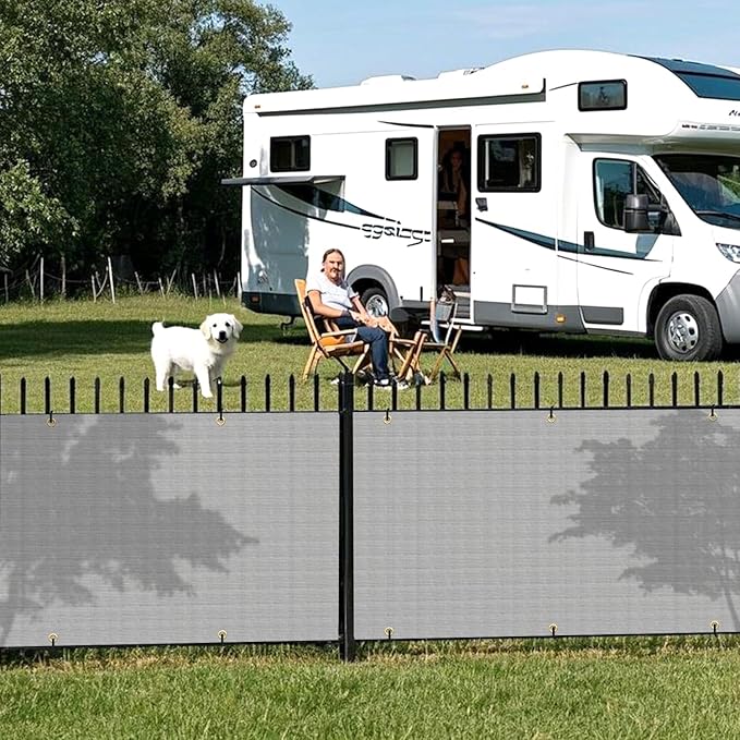 2.5' x 121' Balcony Privacy Screen Fence Cover with Zip Ties Grommets for Apartment Patio Porch Deck Backyard Outdoor (Gray)
