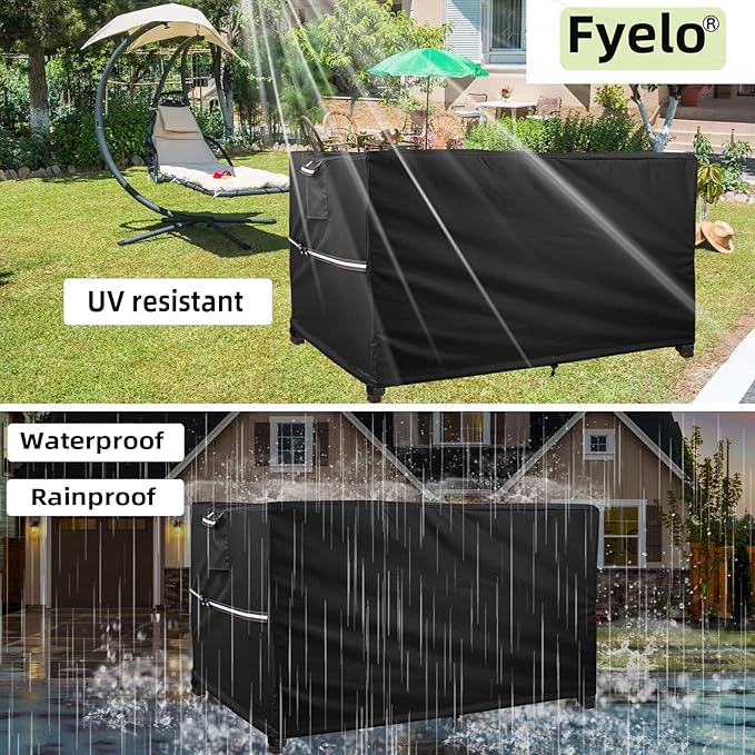 48 x 28 Inch Rectangular Fire Pit Cover for 45-48 Inch Outdoor Gas Fire Pit Tables, Waterproof 600D Heavy Duty Patio Firepit Table Cover UV Resistance, Black